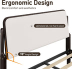Lifezone Queen Bed Frame with Upholstered Headboard, Solid Wood Bed Frame Queen Size with Ergonomic Design Headboard, Wood Slats Support, Noise-Free, Easy Assembly,No Box Spring Needed, Walnut