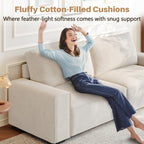 Vesgantti 85'' Chenille Couch for Living Room, 3 Seater Comfy Sofa with Wide Armrest, Thick Spring Cushions, Modern Cloud Couch for Apartment, Office, Bedroom, Small Space, Beige