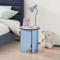 Kings Brand Furniture Zoe Modern Round End Table – Wooden Accent Side Table for Living Room, Bedroom, or Office, Compact Nightstand for Small Spaces (Blue)