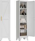 LCAOPC 67" Tall Narrow Bathroom Metal Storage Cabinet with 4 Adjustable Shelves, Freestanding 5 Tier Slim Pantry Storage Cabinet for Small Space, White
