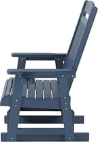 Poly Lumber Patio Glider for One Person, with Cup Holders, High Backrest and Deep Contoured Seat, HIPS Material, All-Weather Resistant, Heavy Duty 700 LBS (Navy Blue)