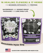 35 Tactiko Edible Flower & Herb Seeds Kit Variety - USA Grown Heirloom Non-GMO Open-Pollinated Seeds for Planting - Indoor Outdoor Gardening - Survival Long-Term Storage - Resealable Mylar Bag
