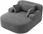 Oversized Chaise Lounge Chair Indoor, Couch Cloud Chair with 3 Comfy Pillows, Corduroy High-Density Foam Reading Chair, Wide Arms Bed Sleeper Sofa for Living Room Bedroom Relaxing