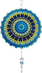 12 Inch Mandala Wind Spinners with Gazing Ball Spiral Tail, Outdoor 3D Stainless Steel Hanging Spinner Mandala Wind Catchers Sculpture for Indoor Outdoor Garden Yard Decoration(Blossom)