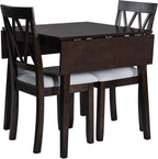 5 Piece Kitchen Dining Set with Drop Leaf, Dining Table and 4 Dining Upholstered Chairs, Dining Room Set for Small Places, Espresso
