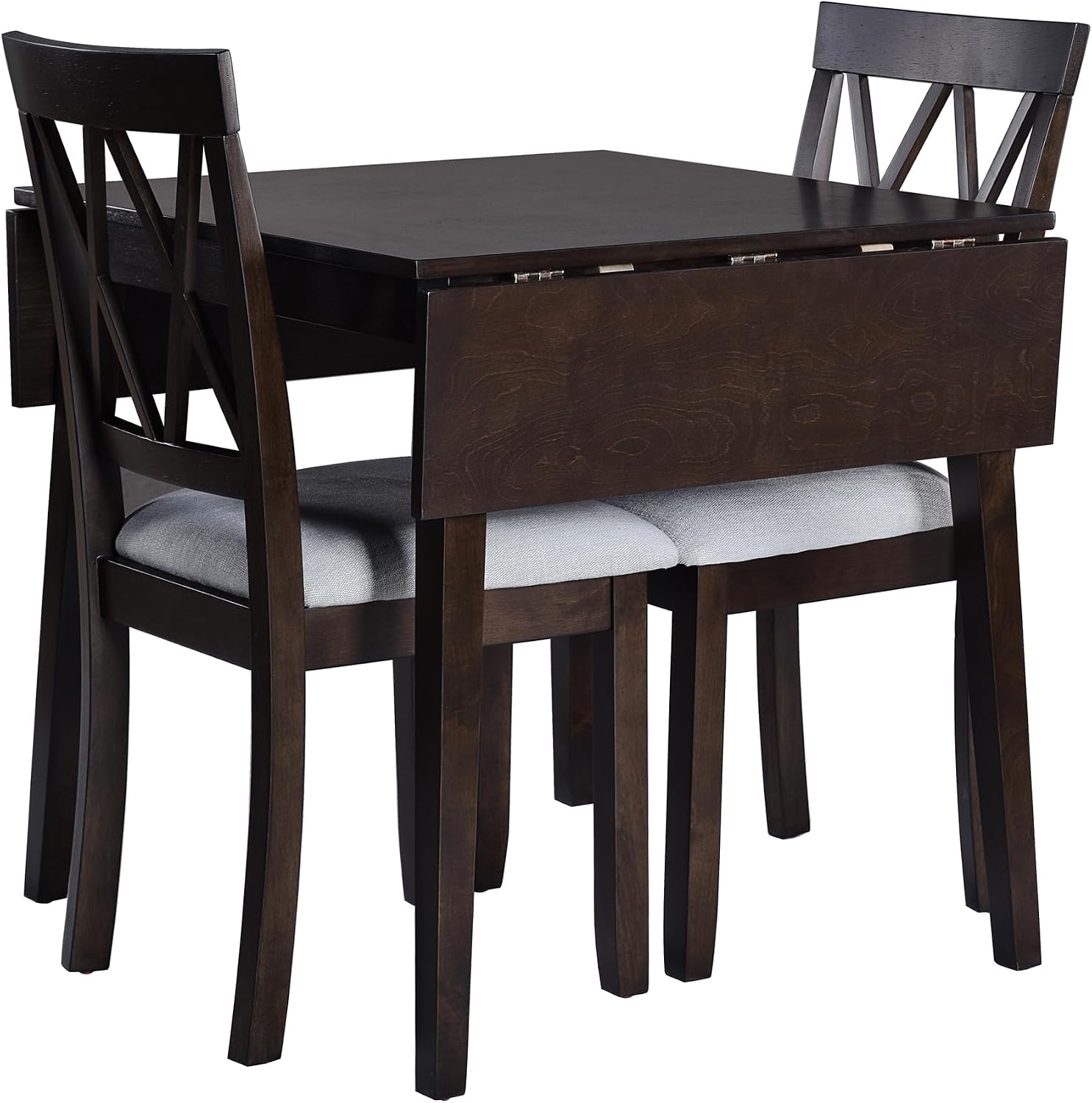 5 Piece Kitchen Dining Set with Drop Leaf, Dining Table and 4 Dining Upholstered Chairs, Dining Room Set for Small Places, Espresso