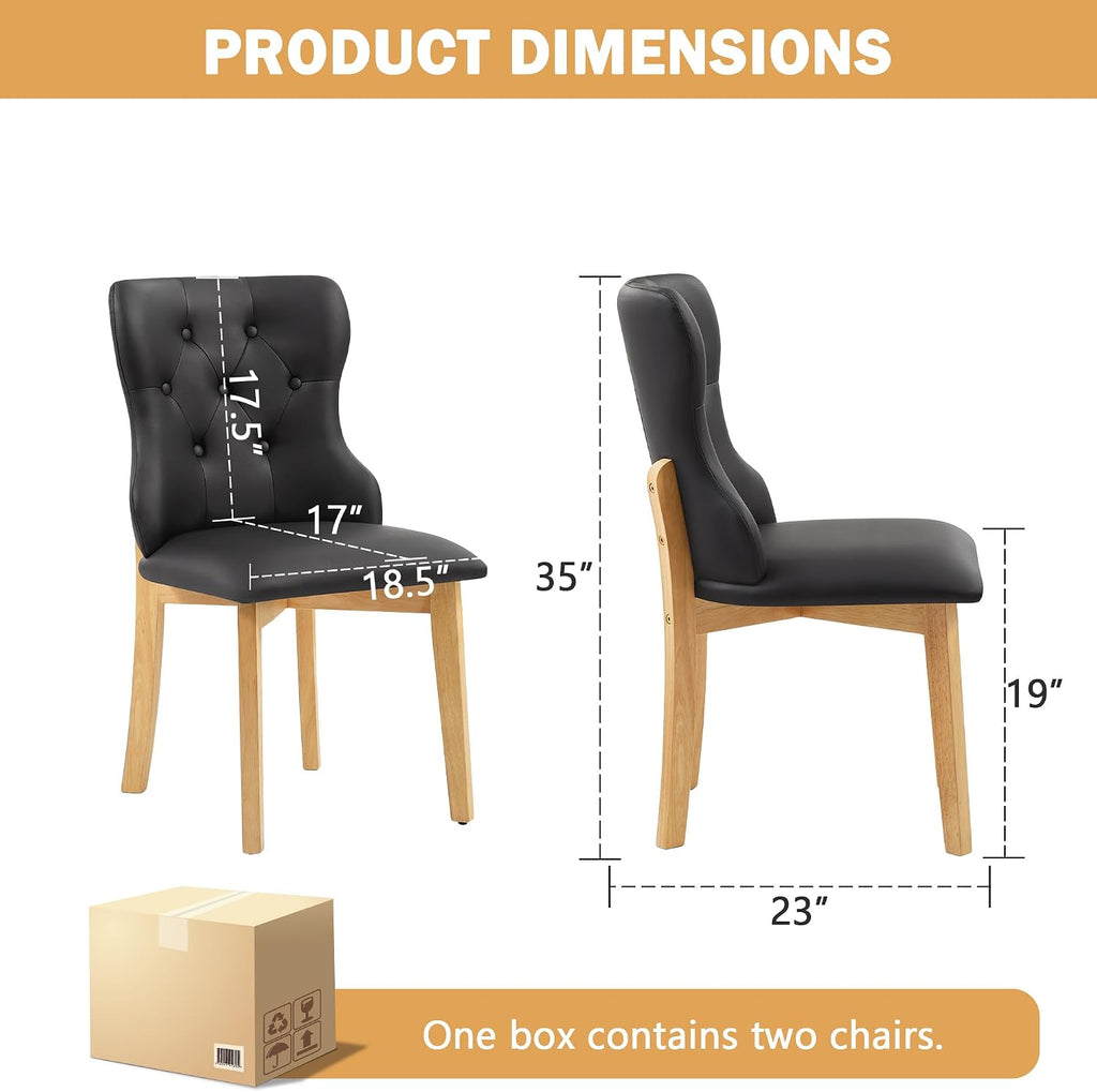 Mid Century Modern Dining Chairs Set of 4 PU Leather Dining Room Chairs High Back Dining Chairs Set for Kitchen, Living Room, Restaurant (Black)