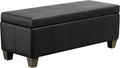 41" Storage Ottoman, Storage Bench with Safety Hinge, Upholstered Synthetic Leather Ottoman Bench for Bedroom, Living Room, Entryway, Hallway, Foot Rest, Support 500lbs, Black