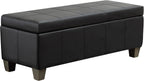 41" Storage Ottoman, Storage Bench with Safety Hinge, Upholstered Synthetic Leather Ottoman Bench for Bedroom, Living Room, Entryway, Hallway, Foot Rest, Support 500lbs, Black