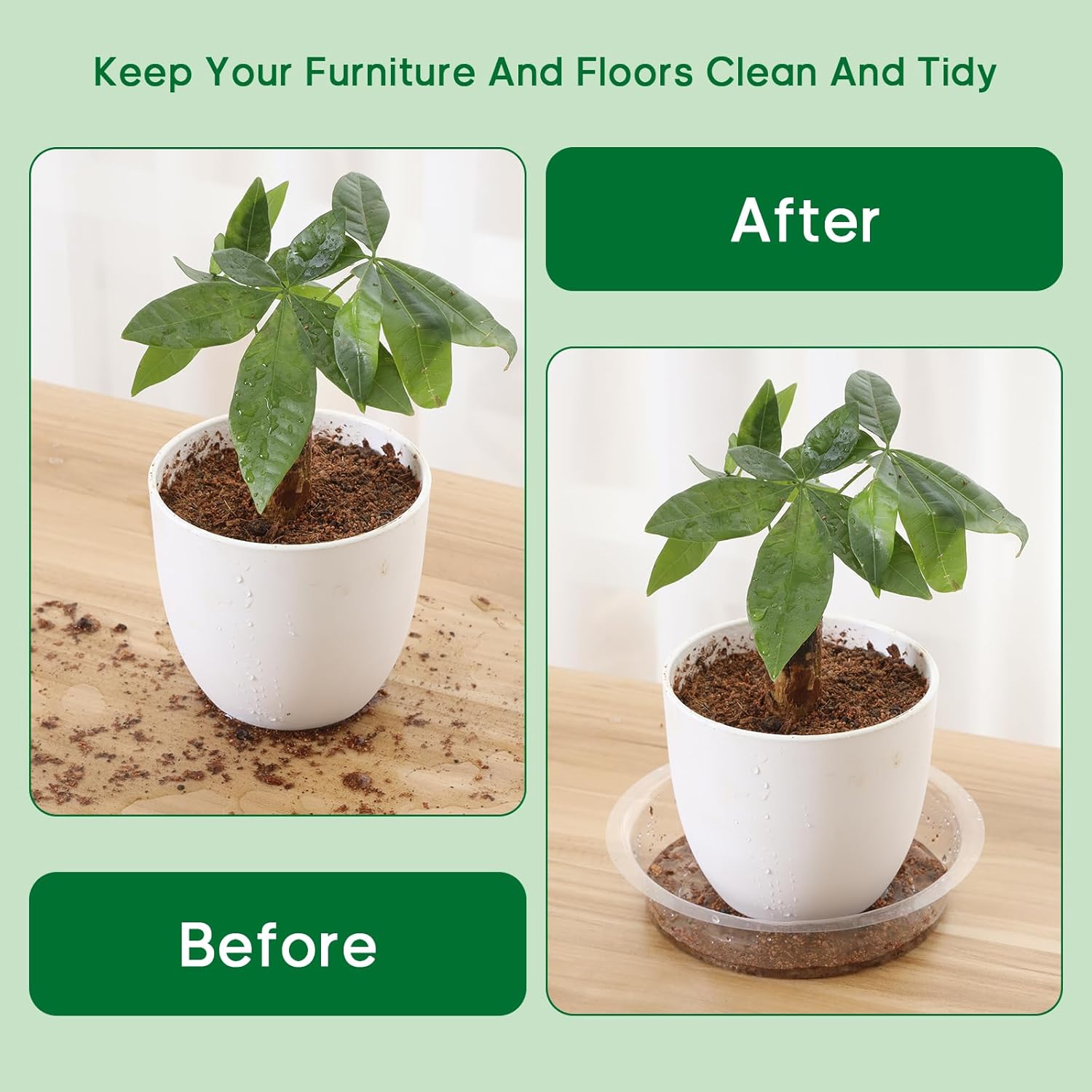 JERIA 12 Inch 20 Pack Clear Plant Saucers,Plastic Flower Pot Trays,Round Durable Plant Drip Trays for Indoor and Outdoor