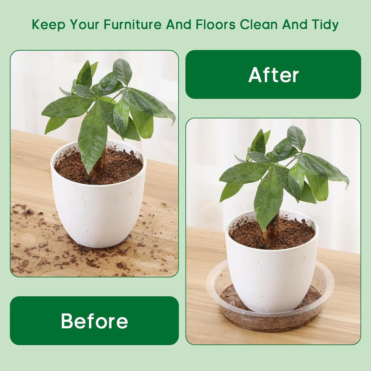 JERIA 10 Inch 20 Pack Clear Plant Saucers,Plastic Flower Pot Trays,Round Durable Plant Drip Trays for Indoor and Outdoor