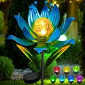 Wind Spinners Outdoor, 38 Inch Metal Wind Spinner Yard Art with Stake, Colorful Solar Windmill for Yard and Garden Lawn Patio Farmhouse Decor-Blue