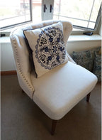 chairus Tufted Slipper Accent Chairs Set of 2, Linen Upholstered Armless Living Room Chairs with Nailhead Trim, Mid-Century Modern Wingback Side Chairs for Bedroom Office Reception, Cream White