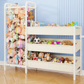 B6 Toy Storage Organizer with Stuffed Animal Storage, White | 3-Tier Wooden Shelves and 8 Bins, Toy Shelf Organizer, Kids Bookshelf and Toy Storage for Kids Room Bedroom Playroom Nursery