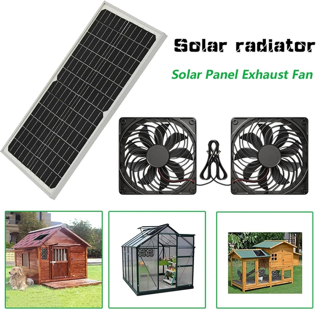 20W Solar Exhaust Fan for Chicken Coop, Sheds, Greenhouses, Dog Houses, Windows, Attics, Solar Powered Fan with Metal Frame, Easy Plug and Play Installation
