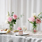 12Pcs Glass Cylinder vases for Centerpieces, 6 Inches Clear Ribbed Bud Vases for Wedding Decorations,Floral Vase Bulk Flower vases,Tall Glass Hurricane Candle Holder for Table Shelf, Party(Ribbed)