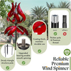 Large Garden Wind Spinner - Tulip Outdoor Yard Wind Sculptures & Spinners, Garden Decor Gift Ideas for Mother, Birthday, Housewarming (Dia19 x H87”)