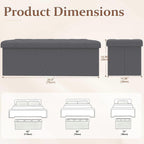 30 Inches Ottoman with Storage, Folding Ottoman Bench Set, Storage Bench for Bedroom, Chest for Entryway, Living Room, Support 500LBS Grey
