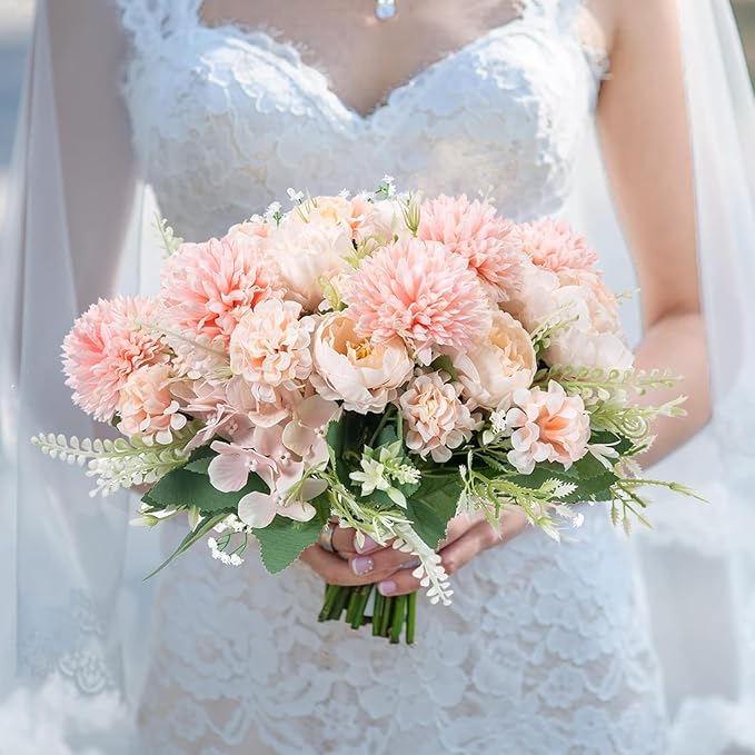 12 Packs Peonies Artificial Flowers,Silk Artificial Peonies Flowers Fake Peony Faux Floral Arrangements Bouquet for Centerpiece Table Wedding Party Home Decor Pink
