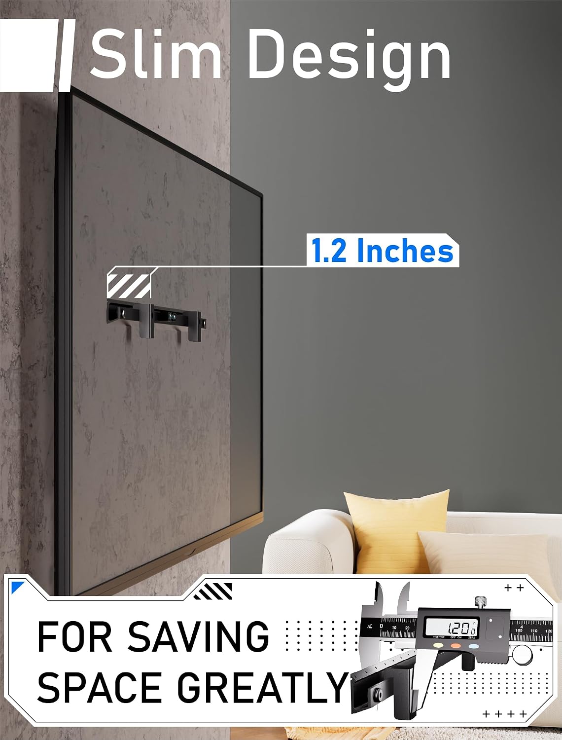 No Stud No Drill TV Wall Mount for 22-55 Inch Smart TVS up to 100lbs | Studless Drywall TV Mount, Flush Wall Mount, 1.2" Low Profile Fixed TV Bracket, Max VESA 400x400 mm, No Damage, Easy Install