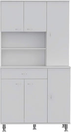 90 Kitchen Pantry, One Drawer, Multiple Cabinets, Two Open Shelvess -White