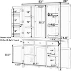 Merax 74.8'' Tall Kitchen Pantry Storage Cabinet with 6 Doors, 3 Drawers and Adjustable Shelves, Freestanding Large Cupboard & Pull-Out Trays for Kitchen, Dining Room, Living Room, Gray