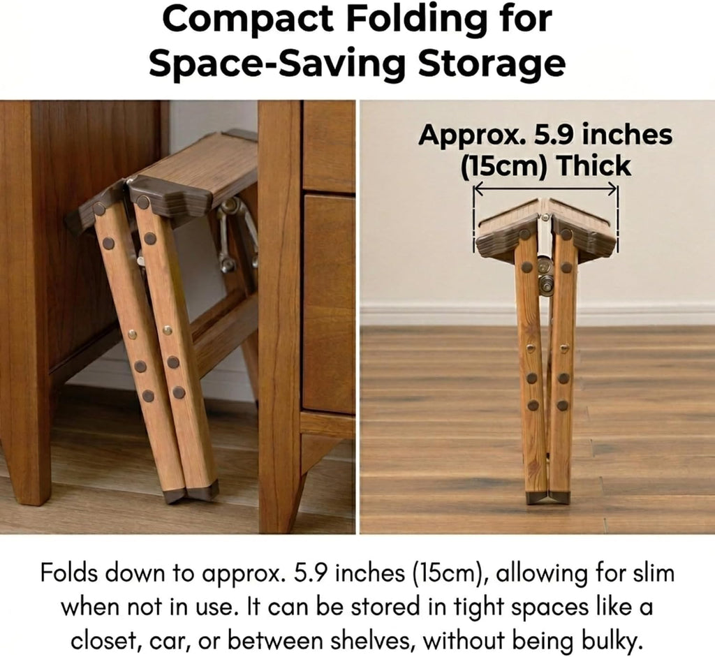 AZUMAYA PC-401 Folding Step 11.5" Inches Height Aluminum Frame Material, W13.0 x D11.0 x H11.5, Wooden Pattern Printed Surface Finish
