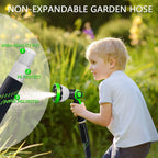 Garden Hose 25 FT, NON-EXPANDABLE Heavy-Duty Flexible & Lightweight Water Hose with 10-Function Nozzle, No-Kink Design, Leak-Proof Super Fabric, Solid Fittings for Lawn, Car, RV, Outdoor
