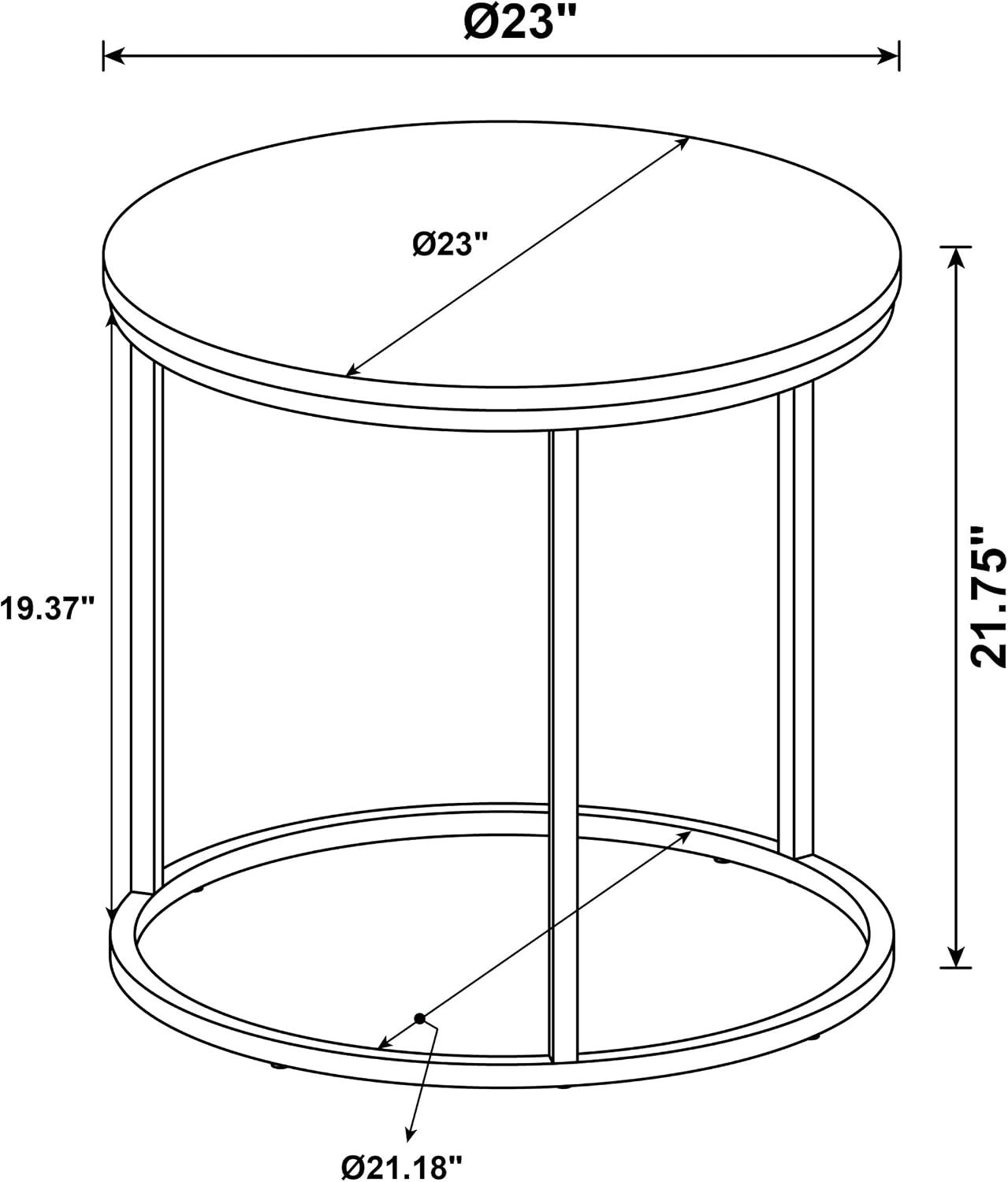 Coaster Home Furnishings - Lainey - Wood and Metal - End Table with Round Top, Open Metal Base and Rustic Style - Living Room - 23-Inch - Mango - 736037
