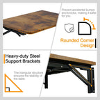 TEAMIX Wall Mounted Folding Table, Rustic Brown Floating Desk for Small Spaces Laundry Shelf with Heavy Duty Brackets Floating Desk for Garage, Utility Room, Kitchen, Laundry Room