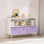 Kids Bookcase with Collapsible Fabric Drawers, Toddler Table and | Multi-purpose kids furniture set for bedroom with collapsible fabric drawers, sturdy MDF board, easy setup, perfect for