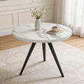 34.6" Round Dining Table for 4 People, Modern Kitchen Coffee Table White | Space-saving MDF Top, Tapered Legs & Thickened Edge, Sturdy & Seamless, Small Table Great for Dining Room, Office, Apartment