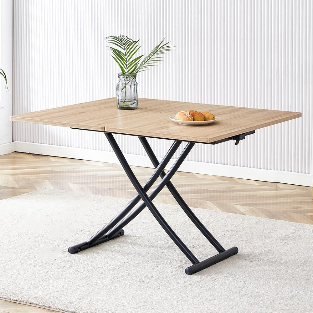 Adjustable Height Coffee Table to Dining Table, Lift Top Foldable Dining Table with Expandable Top & Wheels, Convertible Coffee Table for Small Spaces & Apartments