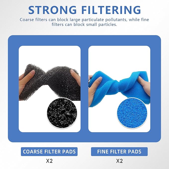 2 Sets Replacement Pond Filter Pads for Outdoor Ponds - Coarse and Fine Pond Filter Media for Pond 871980305528 Compatible with 52231 and 52229 Filter Box, Sponge Filters Replacement for Fish Ponds