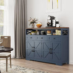 Befrases Farmhouse Buffet Cabinet with Drawers & Open Shelf, Sideboard with Storage, Kitchen Pantry Cabinet Hutch, Coffee Bar Station for Kitchen, Livingroom, 52" L Blue