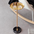 Adjustable Side Table, Small Tea Martini Table, Gold, Natural Marble Decorative Pedestal End Table for Display and Storage (Gold + Large)