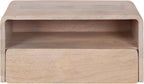 Kate and Laurel Kato Modern Mango Wood Floating Side Table with Drawer, 18 x 10 x 9, Whitewash, Contemporary Wooden Floating Nightstand for Bedroom Bedside Table or Living Room Wall Storage