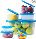 Premium Attached Food Storage Containers, Permanently Attached Plastic Lid, Never Lose & Space Saving Organization (7 Pack)