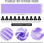 SHEJIZE 20 Pack Lavender Satin Table Runner 12x108 Inches Long, Bright Silky Smooth Satin Table Runner Table Decor for Wedding Banquet Christmas Prom Event Birthday Party