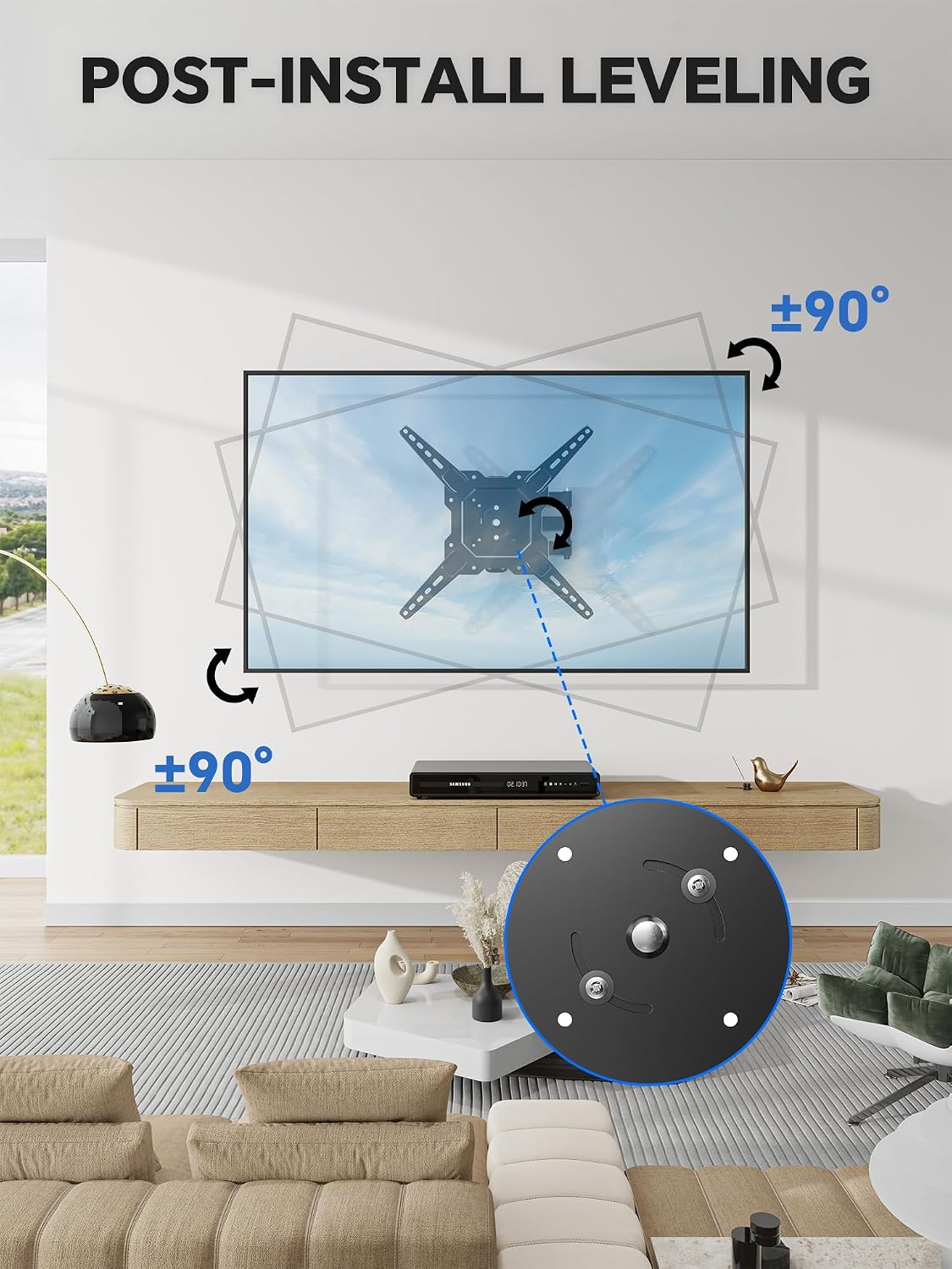 Simple Trending TV Wall Mount Full Motion for 26" to 60" TVs and Flat Panels, TV Motion Bracket Swivel Tilt Extension Rotation Max VESA 400x400mm up to 77lbs, Black