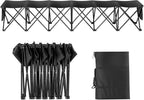 6-Seat Foldable Sports Bench with Side Pockets, Carrying Bag, 600D OxFor Ford Fabric Black for Outdoor Events