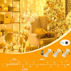 240LED 80FT Connectable String Lights Indoor Outdoor Clear Wire | Warm White Christmas Lights | Twinkle Fairy Light Plug in with Timer for Bedroom Classroom Wedding Tree Patio Decor (2 Pack)