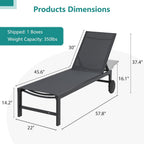 SUNLEI Patio Lounge Chair Outdoor Set of 2, Outdoor Chaise Lounge w/5-Position Adjustable Backrest & All Weather, Pool Lounge Chairs for Pool Beach Deck (Dark Grey, 2 Pieces)