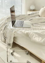 Acrylic Clear Movable End Table -26" h C-Shaped Modern Rolling Bedside/Sofa Side Table, Ideal for Bedroom and Living Room as a Snack Table