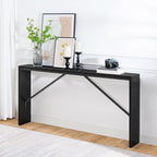 MAHANCRIS Console Table, 62.2" Long Sofa Table Behind Couch, Narrow Entryway Table, Farmhouse Dining Table with Angled Metal Frame, Industrial Console Table for Entryway, Black CTHB15801
