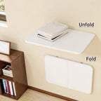 Neoaider Wall Mounted Folding Desk 23.6” x 15.7”, Drop Down Table with Metal Collapsible Brackets, Folding Wall Table for Small Spaces, Home, Office, Kitchen, Laundry Room-White