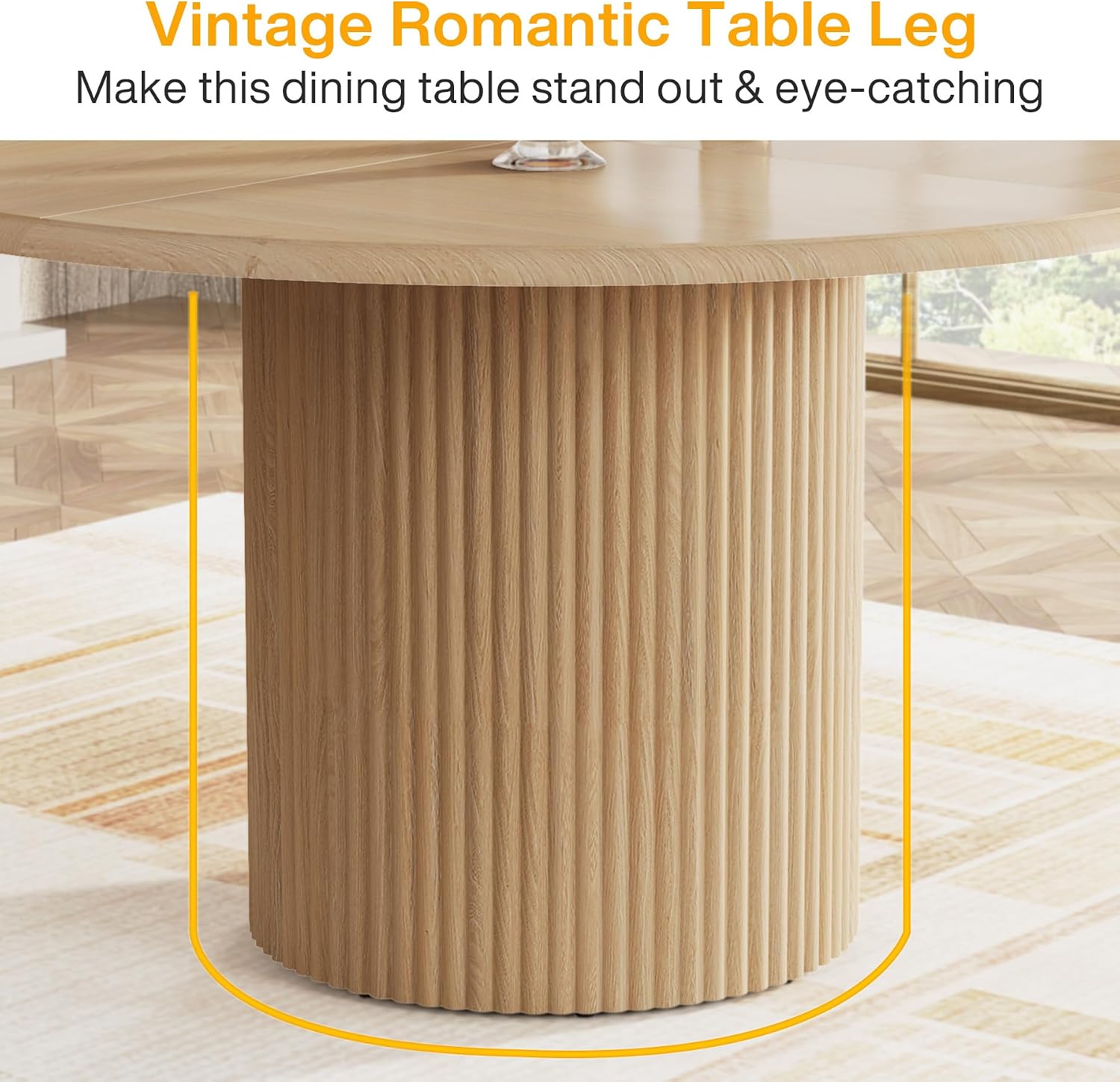 Tribesigns 47" Round Dining Table for 4, Farmhouse Kitchen Table with Metal Base, Modern Small Dinner Table for Dining Room,Kitchen (Chairs Not Included)