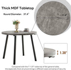 Homedot 5-Piece Round Dining Table Set for 4, 37-Inch Gray Kitchen Table with 4 Seated Black Dining Chairs Set for Apartment/Dining Hall, Compact Breakfast Nook Table Set