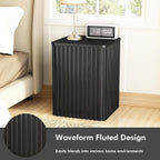 HOKYHOKY Fluted Side Table with Storage-Small Square End Table