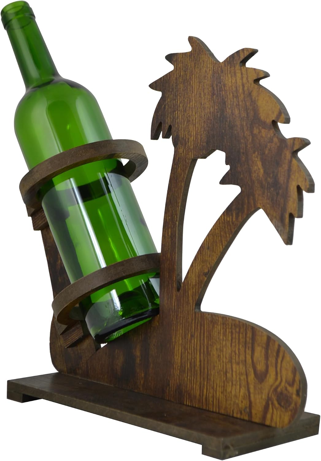 12" Brown Wooden Palm Tree Bottle Holder